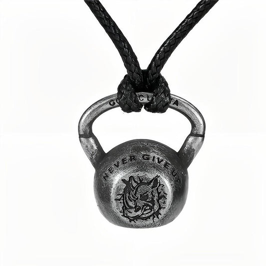 Men's Retro Entrepreneurial Sports Kettlebell Pendant Stainless Steel Necklace