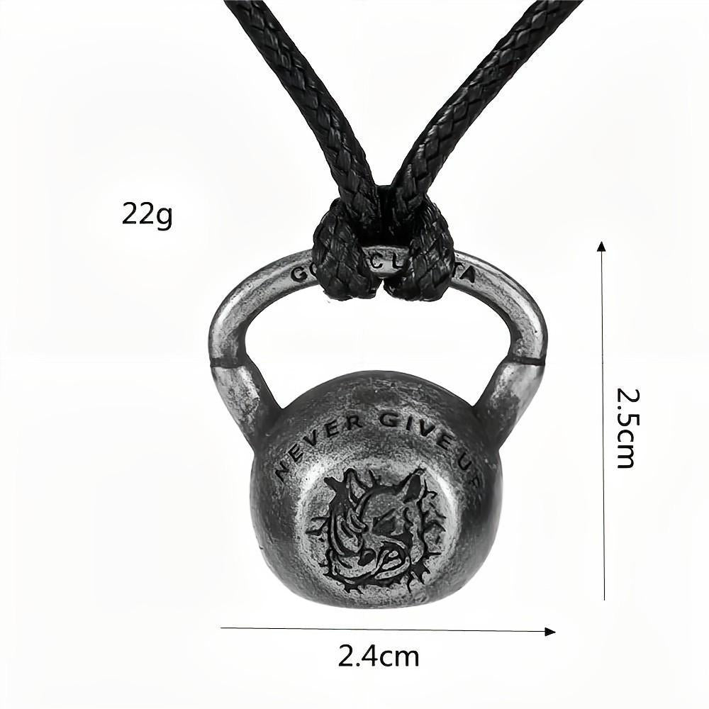 Men's Retro Entrepreneurial Sports Kettlebell Pendant Stainless Steel Necklace