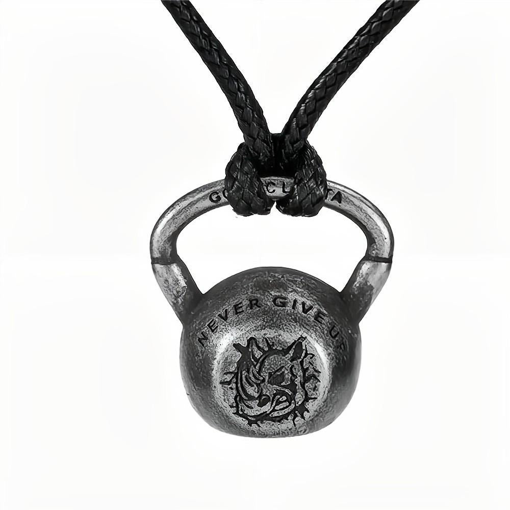 Men's Retro Entrepreneurial Sports Kettlebell Pendant Stainless Steel Necklace